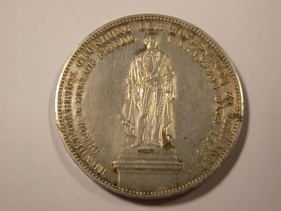 C09 Bayern Gedenkdoppeltaler 1843 Erlangen vz/vz+ Originalbilder