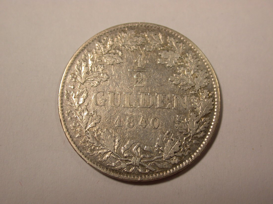  C09  Württemberg  1/2 Gulden 1840 in ss   Originalbilder   