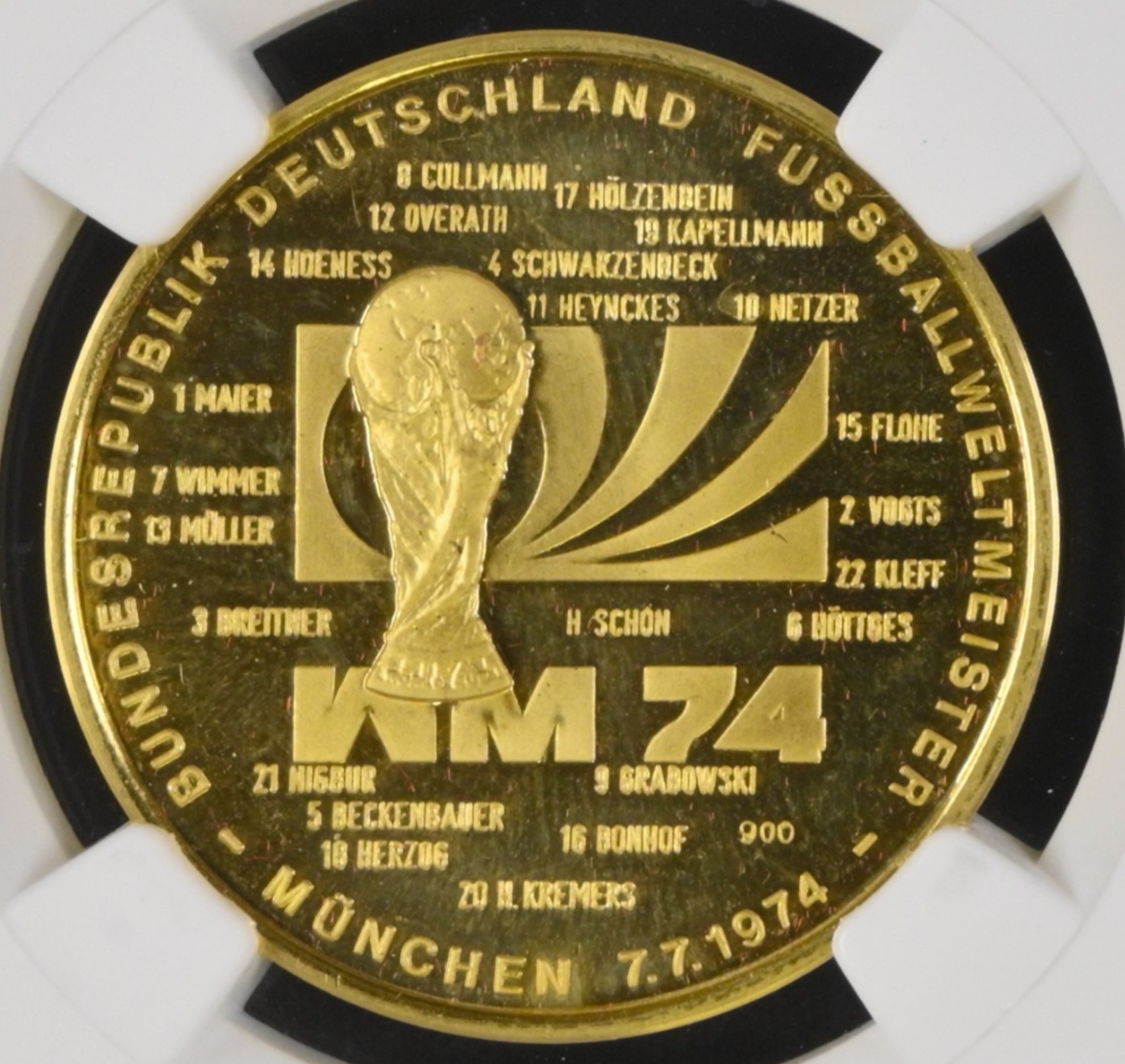  Deutschland Goldmedaille 1974 | NGC PF67 ULTRA CAMEO TOP POP | FiFa Fußball Weltmeisterschaft   