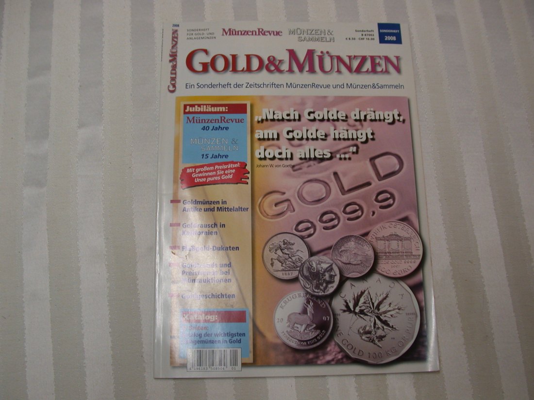  LIT  MünzenRevue  Heft  Gold und Münzen 2008 !!  Originalbilder   