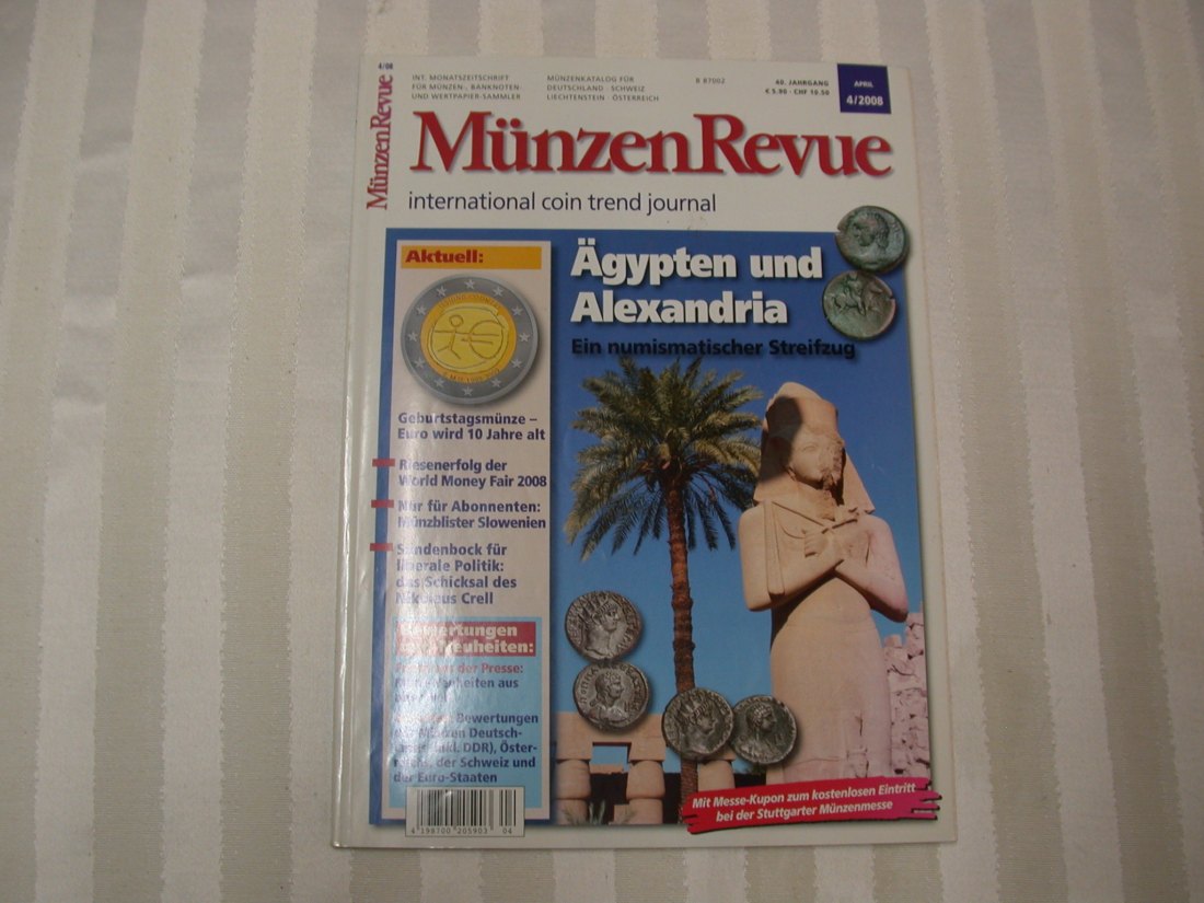  LIT  MünzenRevue  Heft  4/2008 Ägypten und Alexandria  Originalbilder   
