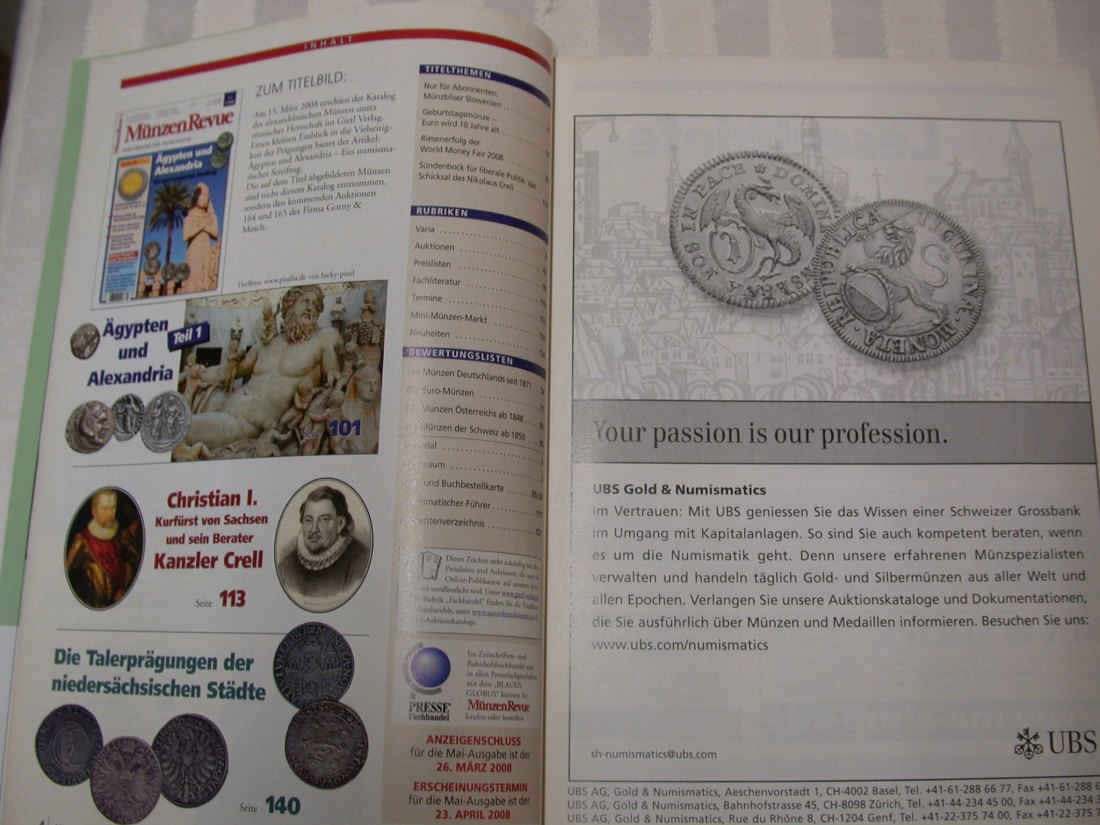  LIT  MünzenRevue  Heft  4/2008 Ägypten und Alexandria  Originalbilder   