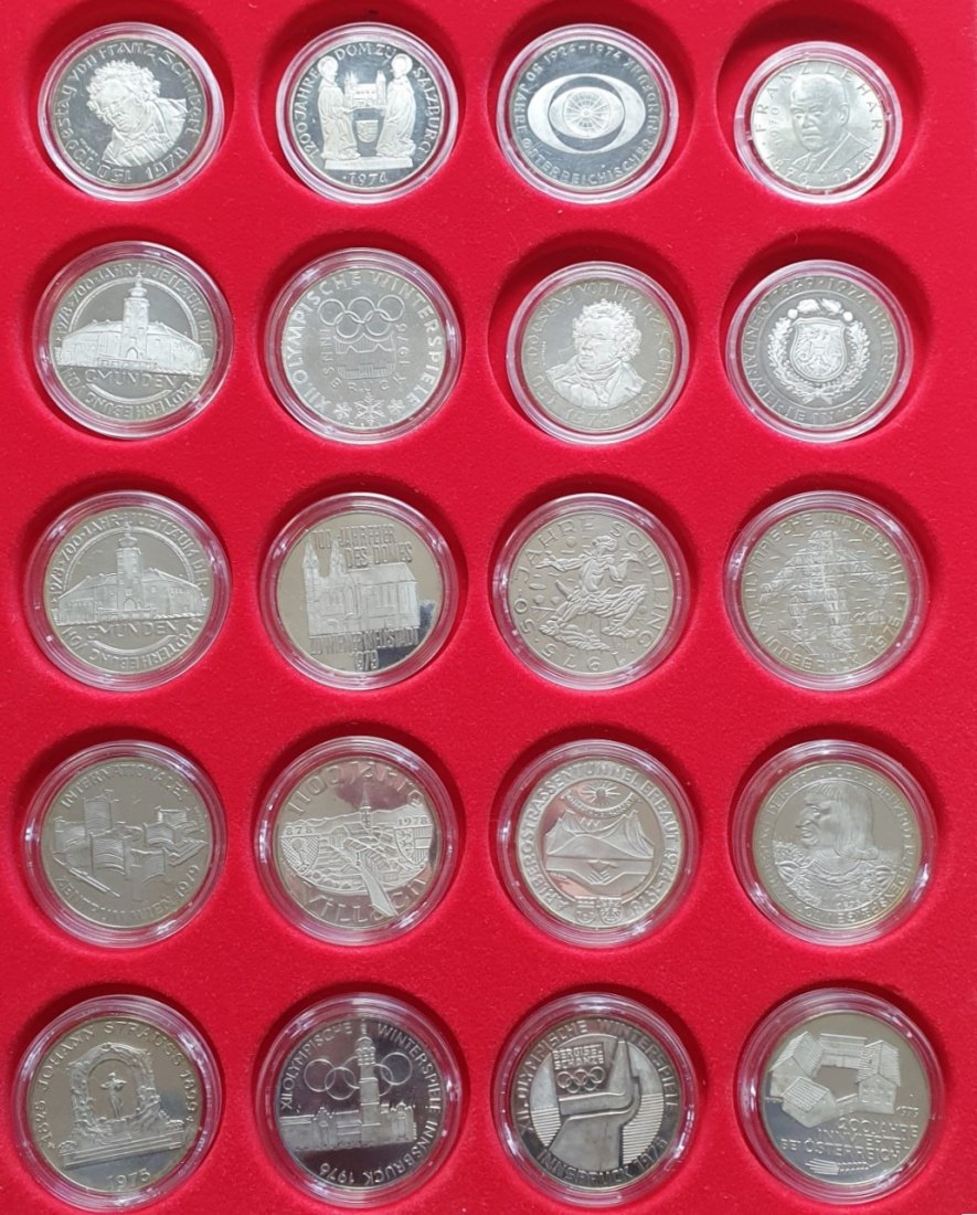 Österreich Schilling Konvolut 20 Silber Münzen 289,44 Gramm fein Ag   