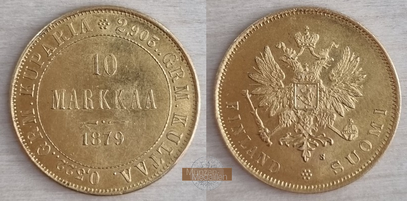 Finnland MM-Frankfurt Feingewicht: 2,9g  Silber 10 Markkaa 1879 sehr schön