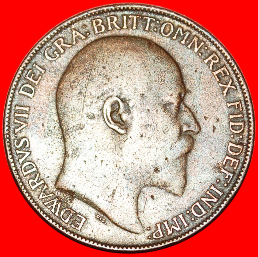  * HERRIN DER SEEN★GROSSBRITANNIEN★ PENNY 1909 EDWARD VII (1902-1910)! INTERESSANTER ★OHNE VORBEHALT!   