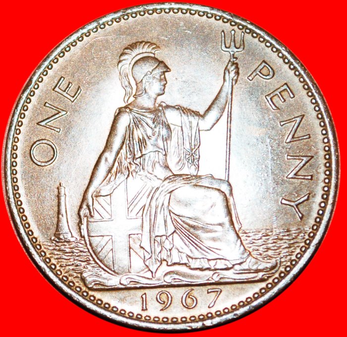  *MISTRESS OF SEAS 1954-1970★GREAT BRITAIN★PENNY 1967 ELITHABETH II 1953-2022★LOW START★ NO RESERVE!   