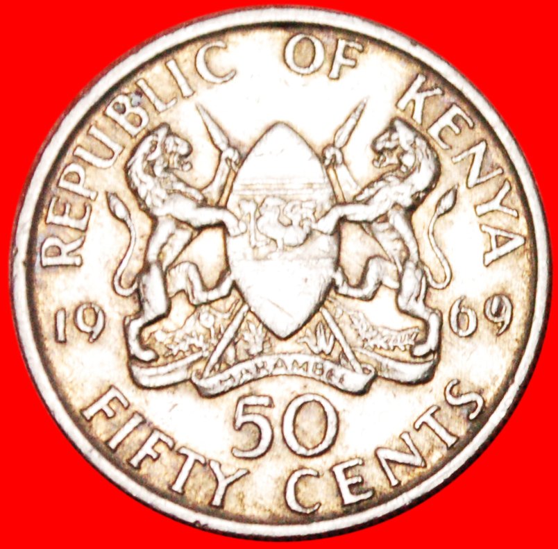  * 2 SOLD  WITH LEGEND ★ KENYA★ 50 CENTS 1969! ★LOW START★ NO RESERVE!   