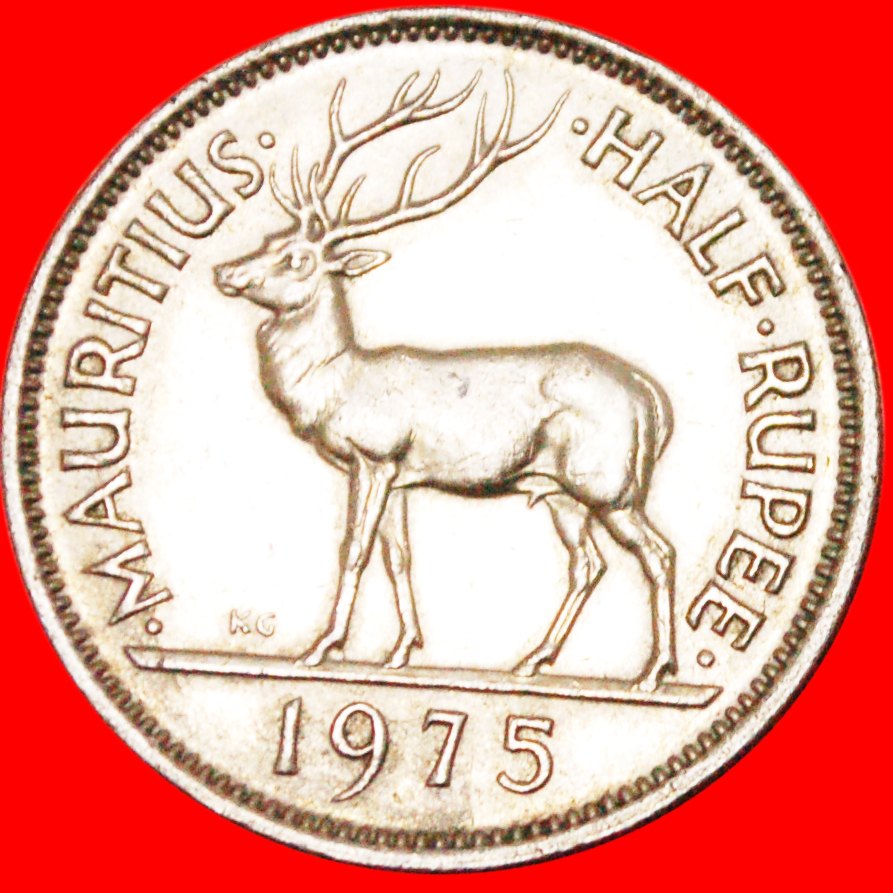  * STAG★ MAURITIUS ★ 1/2 RUPEE 1975! ★LOW START★ NO RESERVE!   