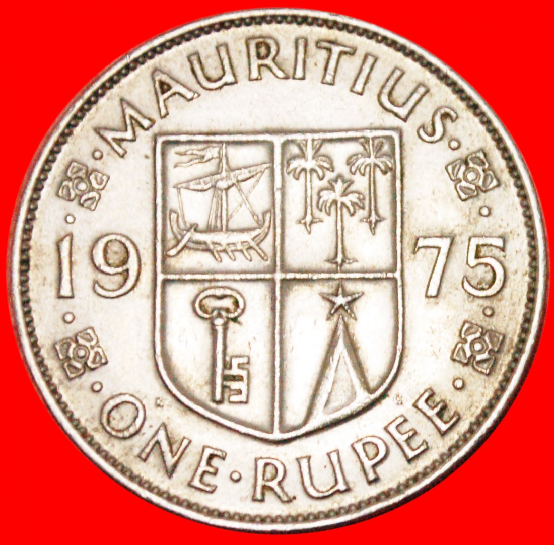  * SCHIFF★ MAURITIUS ★ 1 RUPEE 1975! ELISABETH II. (1953-2022) ★OHNE VORBEHALT!   