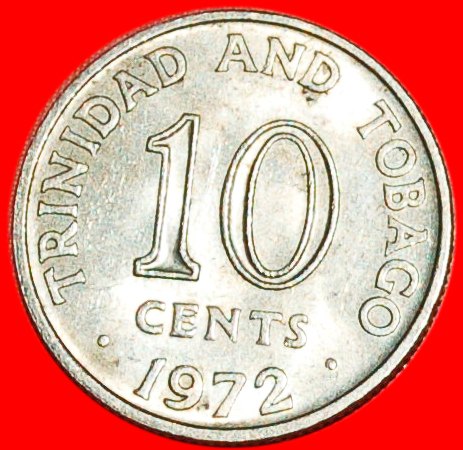 * 3 SCHIFFE ~ WAPPEN ★ TRINIDAD UND TOBAGO 10 CENT 1972! ★OHNE VORBEHALT!