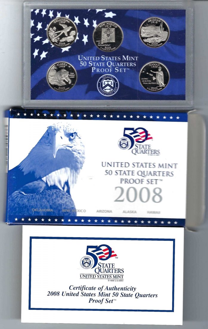  USA KMS United States Mint 50 States Quarters Proof Set 2008 Goldankauf Koblenz Maurer AB65   