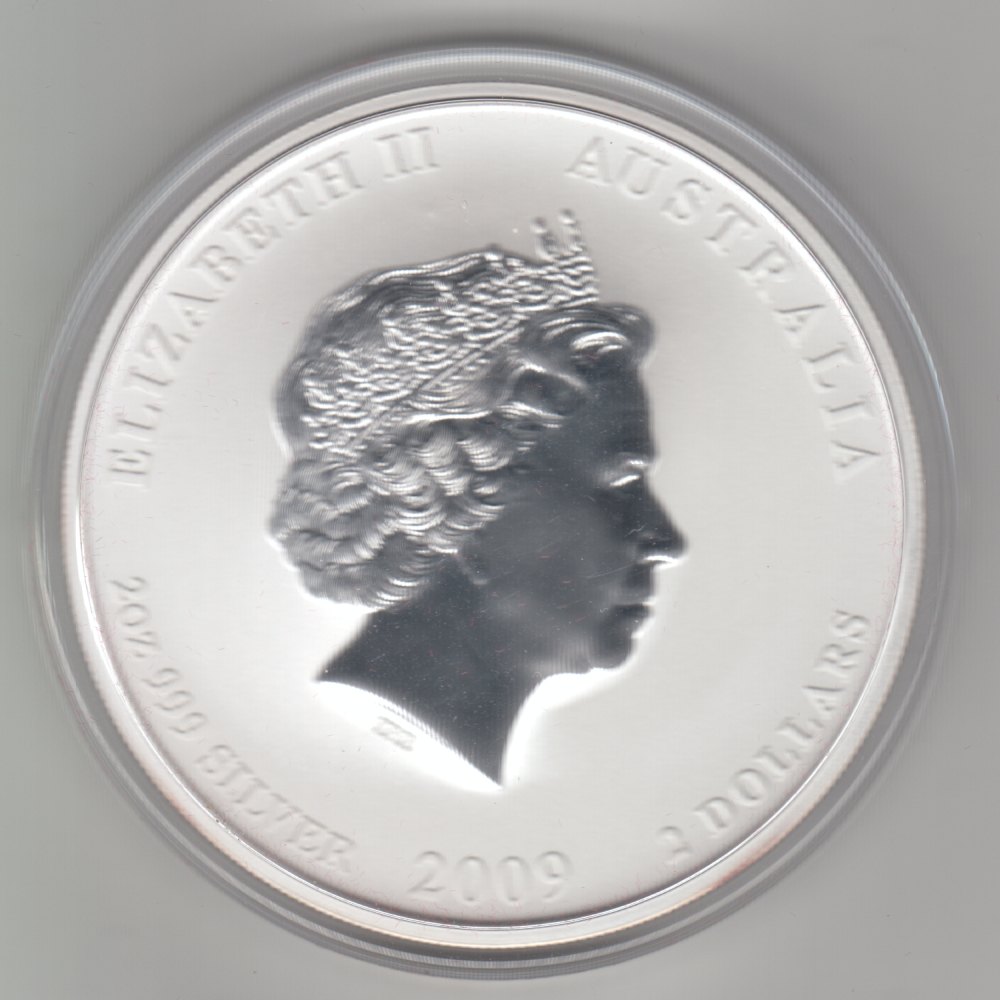  Australien, 2 Dollar 2009, Lunar II Ochse, 2 unzen oz Silber   