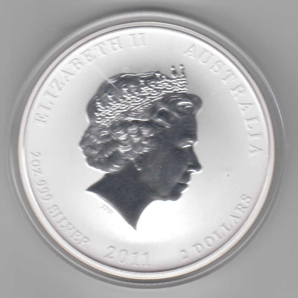  Australien, 2 Dollar 2011, Lunar II Hase, 2 unzen oz Silber   