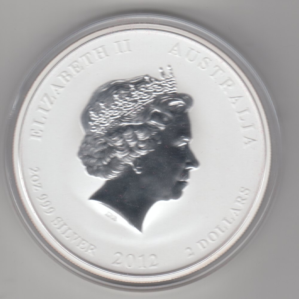  Australien, 2 Dollar 2012, Lunar II Drache, 2 unzen oz Silber   