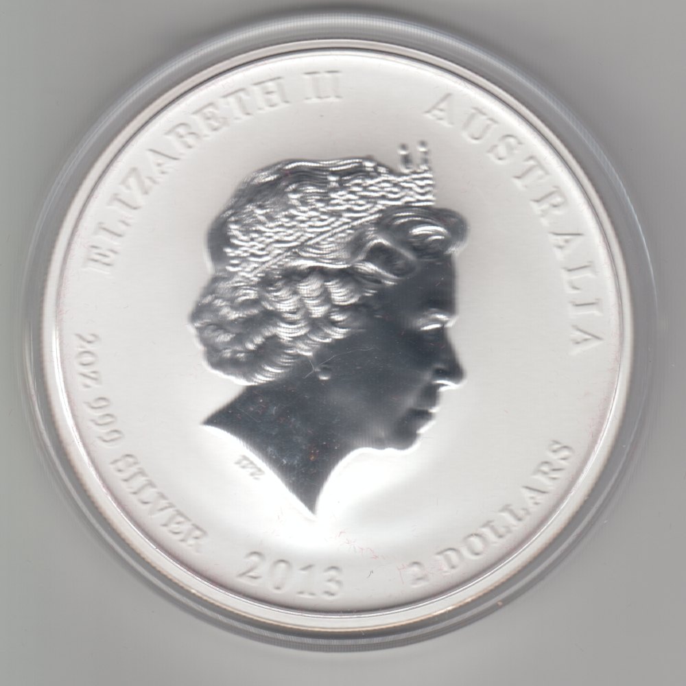  Australien, 2 Dollar 2013, Lunar II Schlange, 2 unzen oz Silber   