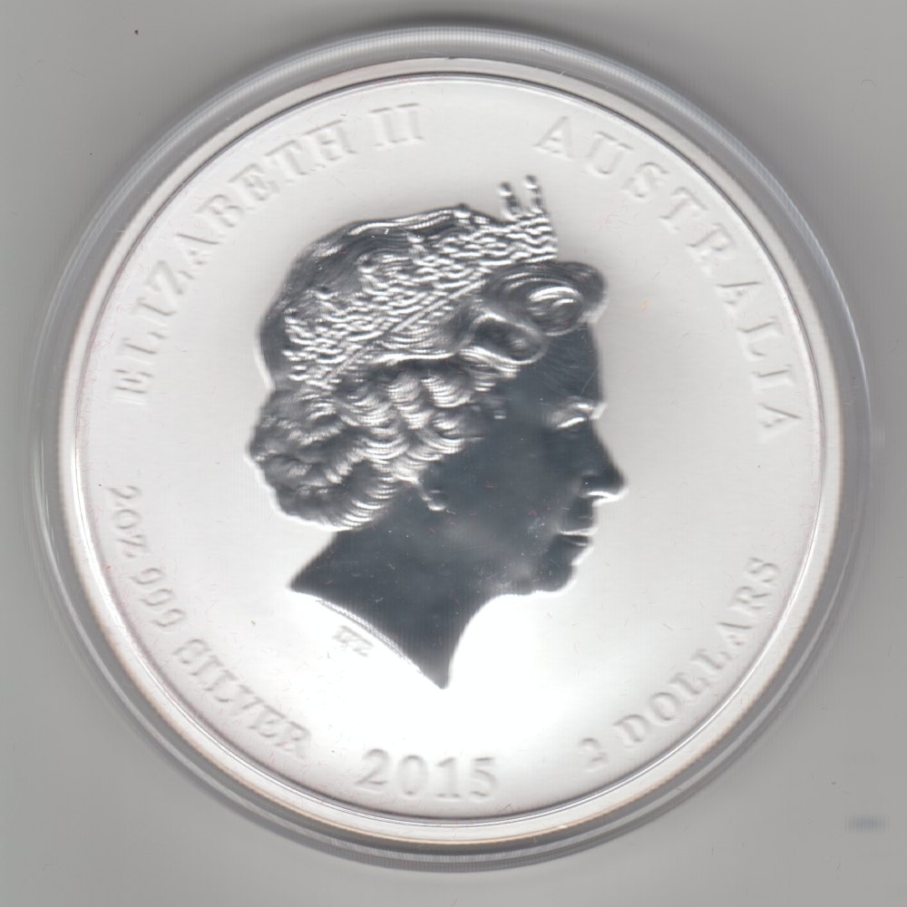  Australien, 2 Dollar 2015, Lunar II Ziege, 2 unzen oz Silber   