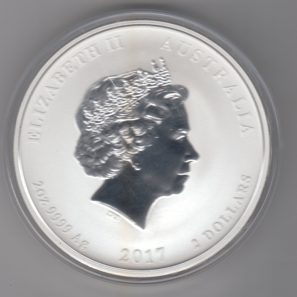  Australien, 2 Dollar 2017, Lunar II Hahn, 2 unzen oz Silber   