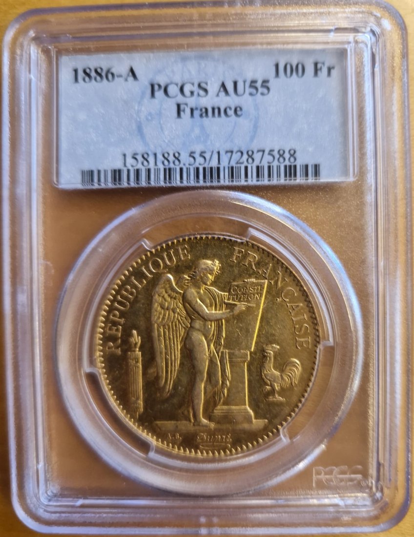  Frankreich 100 Francs 1886 A | PCGS AU55   