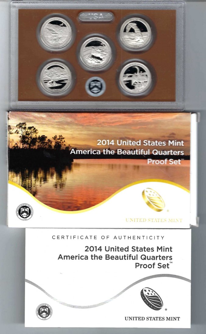  USA KMS Mint 2014 America the Beautiful Quarters Proof Set Goldankauf Koblenz Maurer AB71   