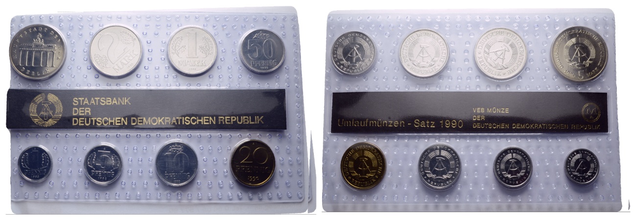  DDR; Umlaufmünzen- Satz 1990   
