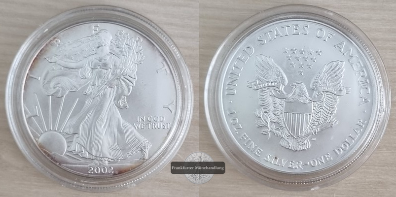  USA.   1 Dollar 2002 American Silver Eagle   FM-Frankfurt     Feinsilber: 31,1g   