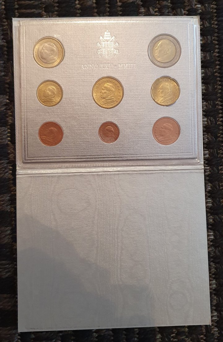  Vatikan 2003, originaler KMS zu 3,88 €, 8 Münzen von 1 Cent - 2 € im weißen Originalfolder!   