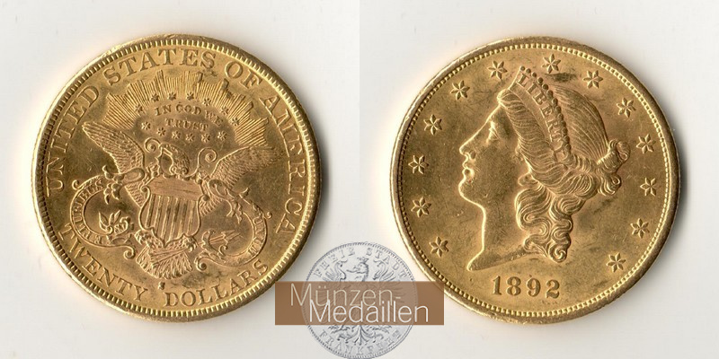 USA  20 Dollar MM-Frankfurt Feingold: 30,09g Double Eagle 1892 S 