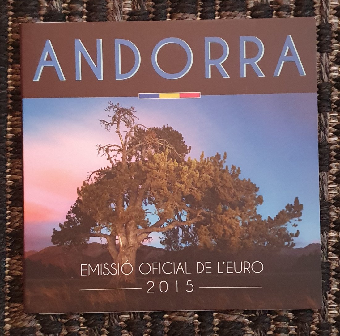 Andorra 2015, originaler KMS von 1 Cent - 2 € im Originalfolder - KMS-Nr. 26.044   
