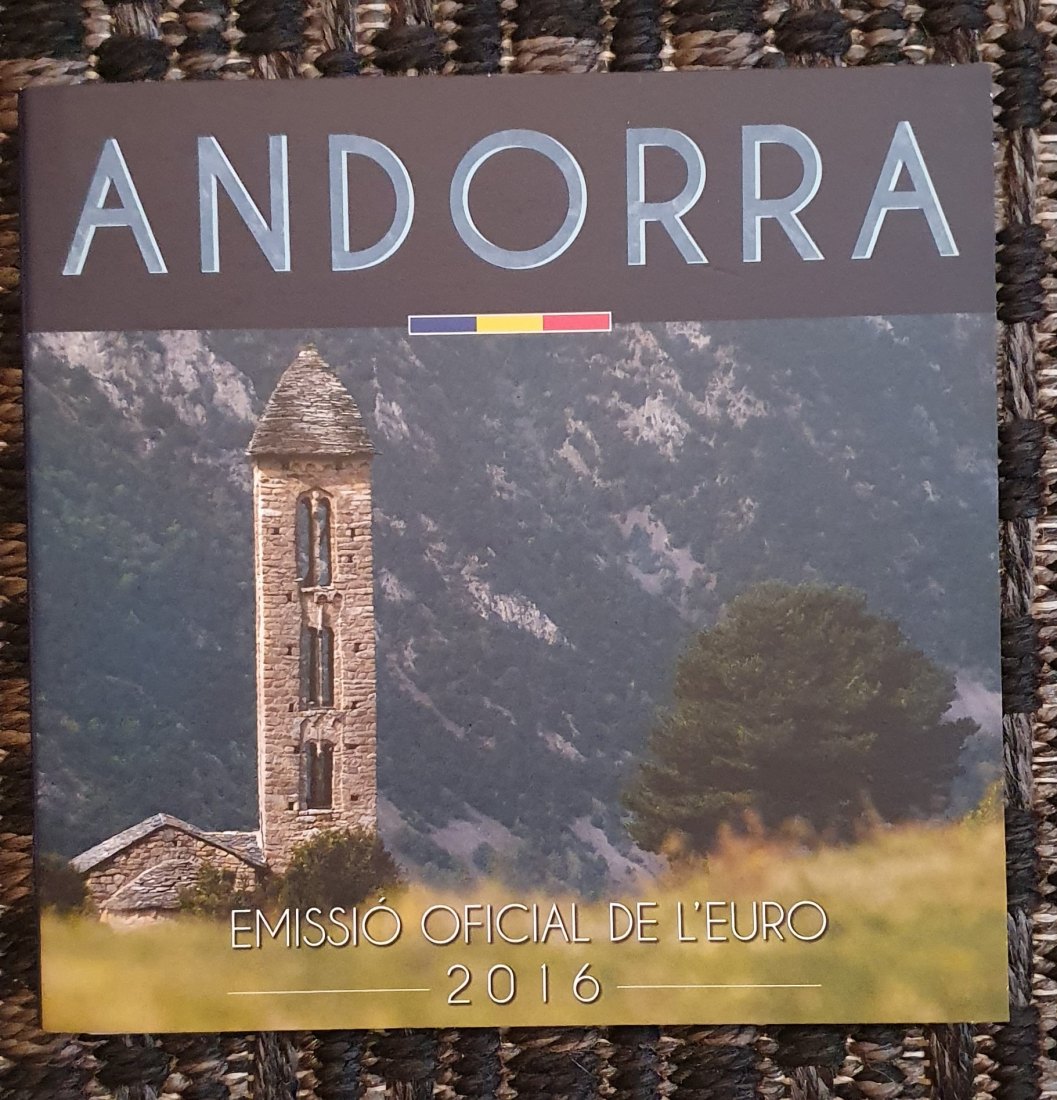  Andorra 2016, originaler KMS von 1 Cent - 2 € im Originalfolder - KMS-Nr. 31.405   