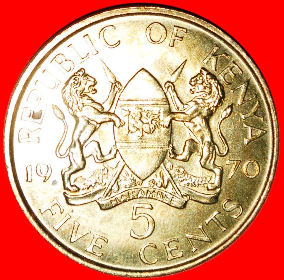  * WITH LEGEND: KENYA★ 5 CENTS 1970 MINT LUSTRE! ★LOW START ★ NO RESERVE!   