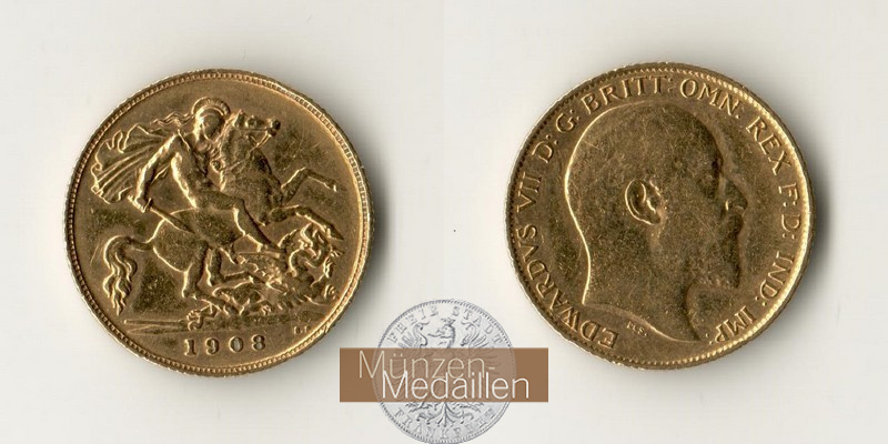 Grossbritannien  ½ Sovereign  1908 MM-Frankfurt Feingold: 3,66g Edward VII  