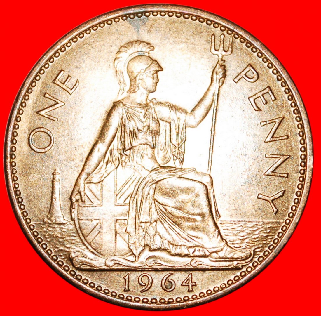  * MISTRESS OF SEAS 1954-1970★GREAT BRITAIN★PENNY 1964 ELITHABETH II 1953-2022★LOW START★ NO RESERVE!   