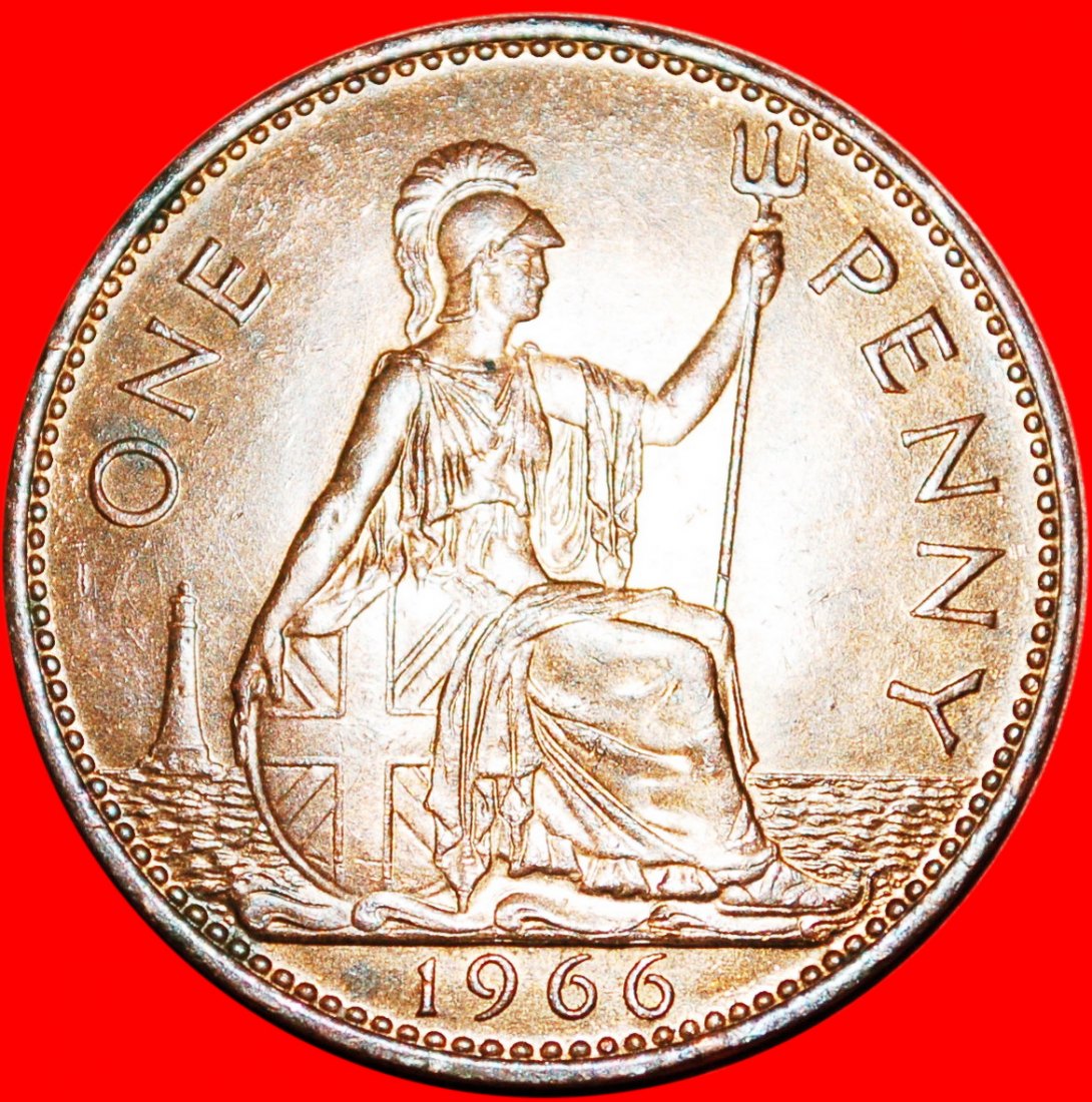  *HERRIN DER SEEN (1954-1970)★GROSSBRITANNIEN★PENNY 1966 ELIZABETH II.(1953-2022) STG★OHNE VORBEHALT!   