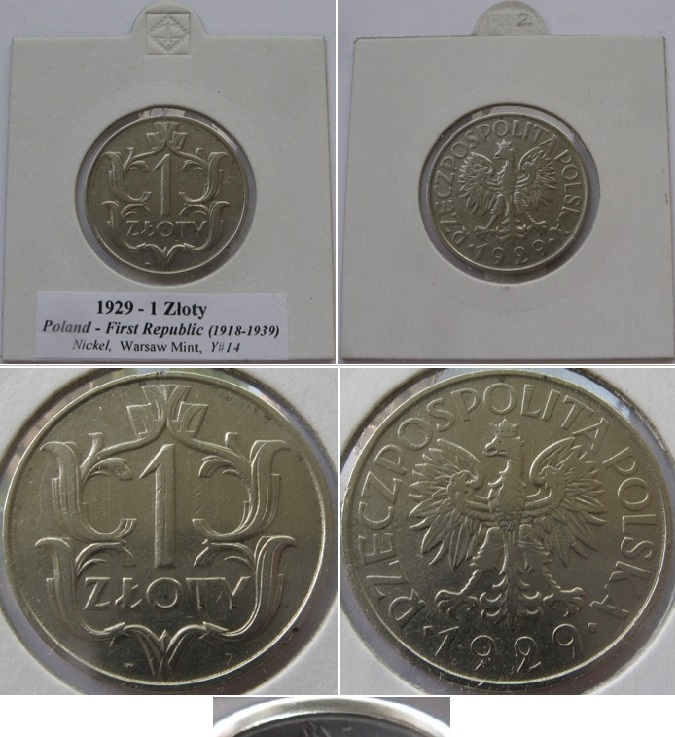  1929, Poland, 1 Złoty, alte Vorkriegsmünze   