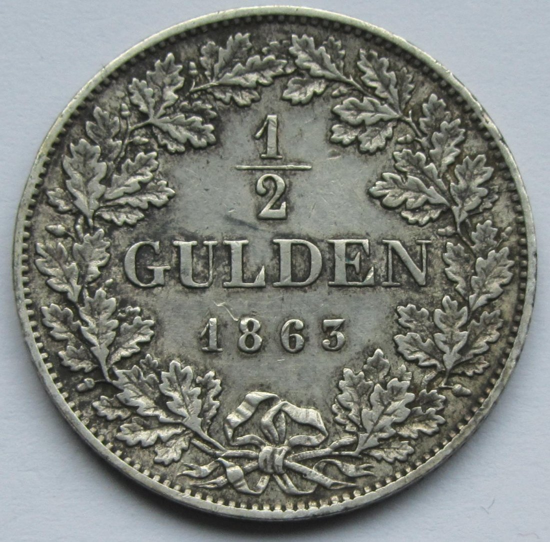  Baden: 1/2 Gulden Friedrich 1863   