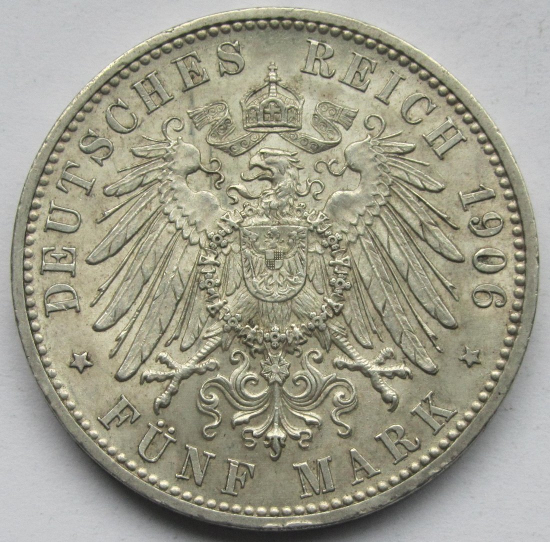  Kaiserreich: Baden, 5 Mark Goldene Hochzeit (Jaeger 35), 1906   