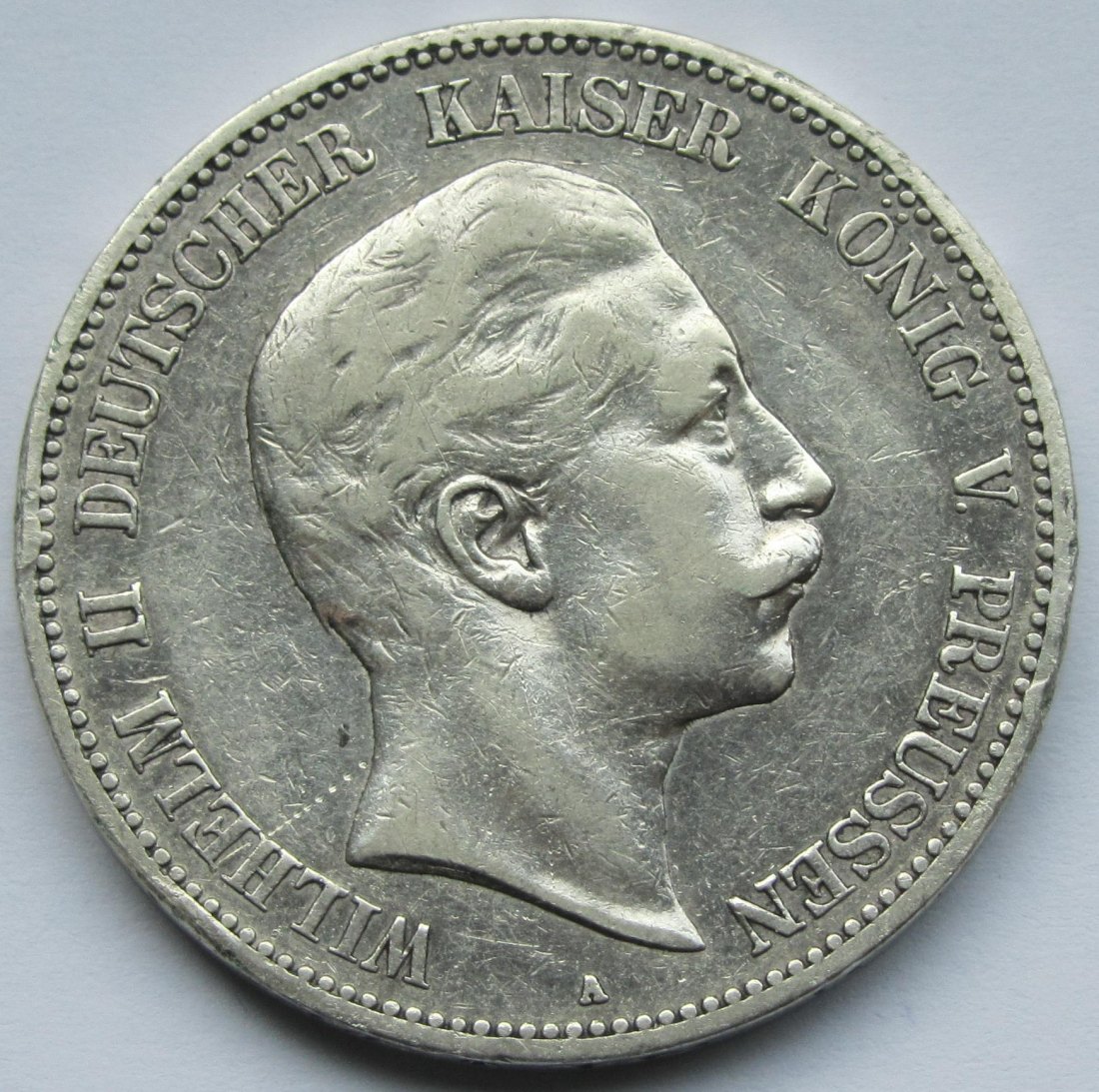  Kaiserreich: Preußen, 5 Mark Wilhelm II. (Jaeger 104), 1906, seltener Jahrgang   