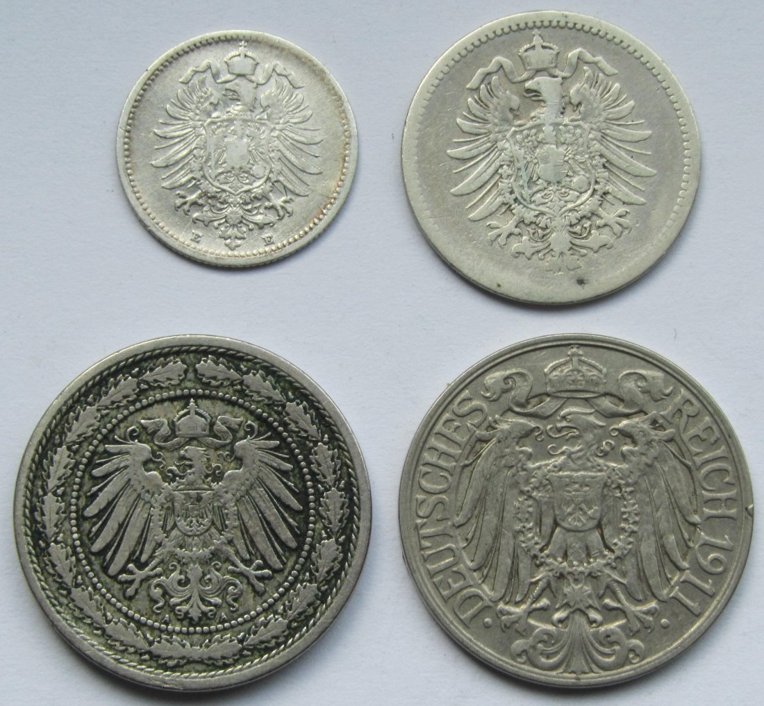  Kaiserreich: Lot aus vier seltenen Kleinmünzen   