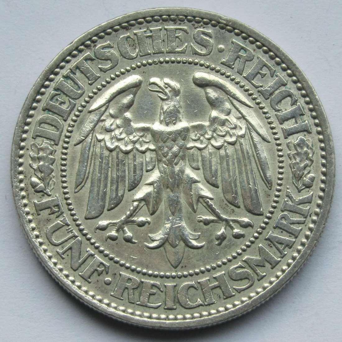  Weimarer Republik: 5 Mark Eichbaum (Jaeger 331), 1927 A   