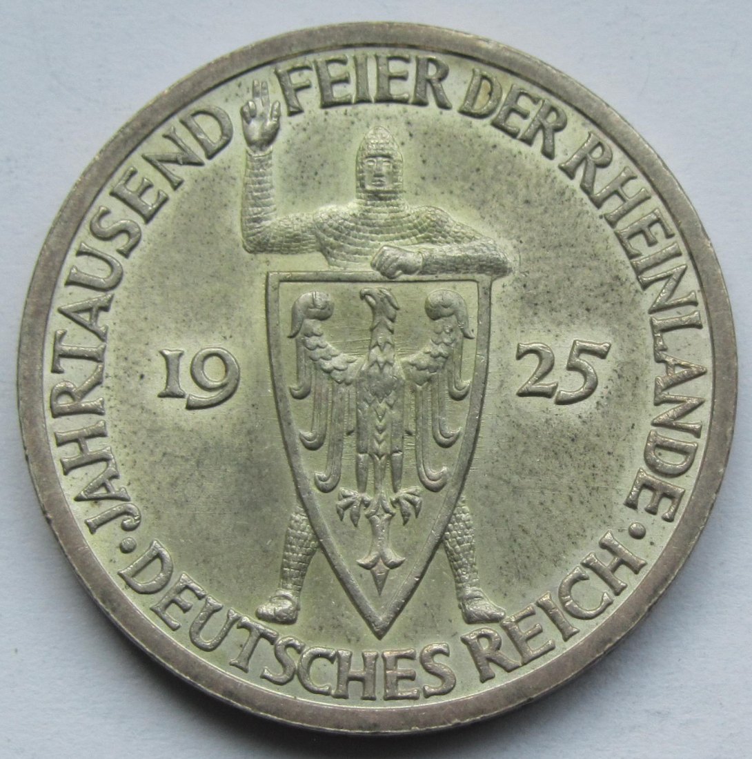  Weimarer Republik: 3 Mark Rheinlande (Jaeger 321), 1925 A   
