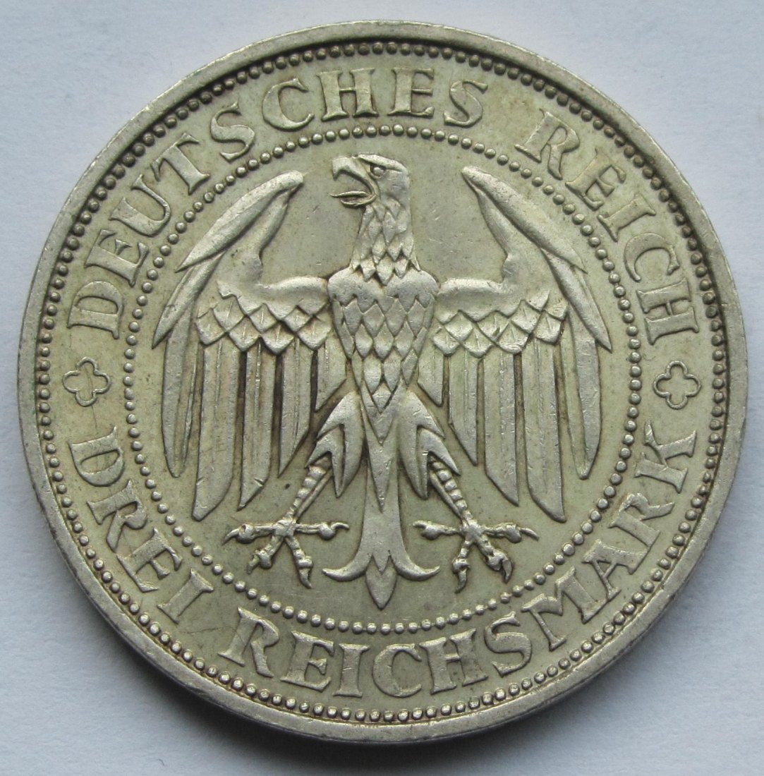  Weimarer Republik: 3 Mark Meißen (Jaeger 338), 1929   