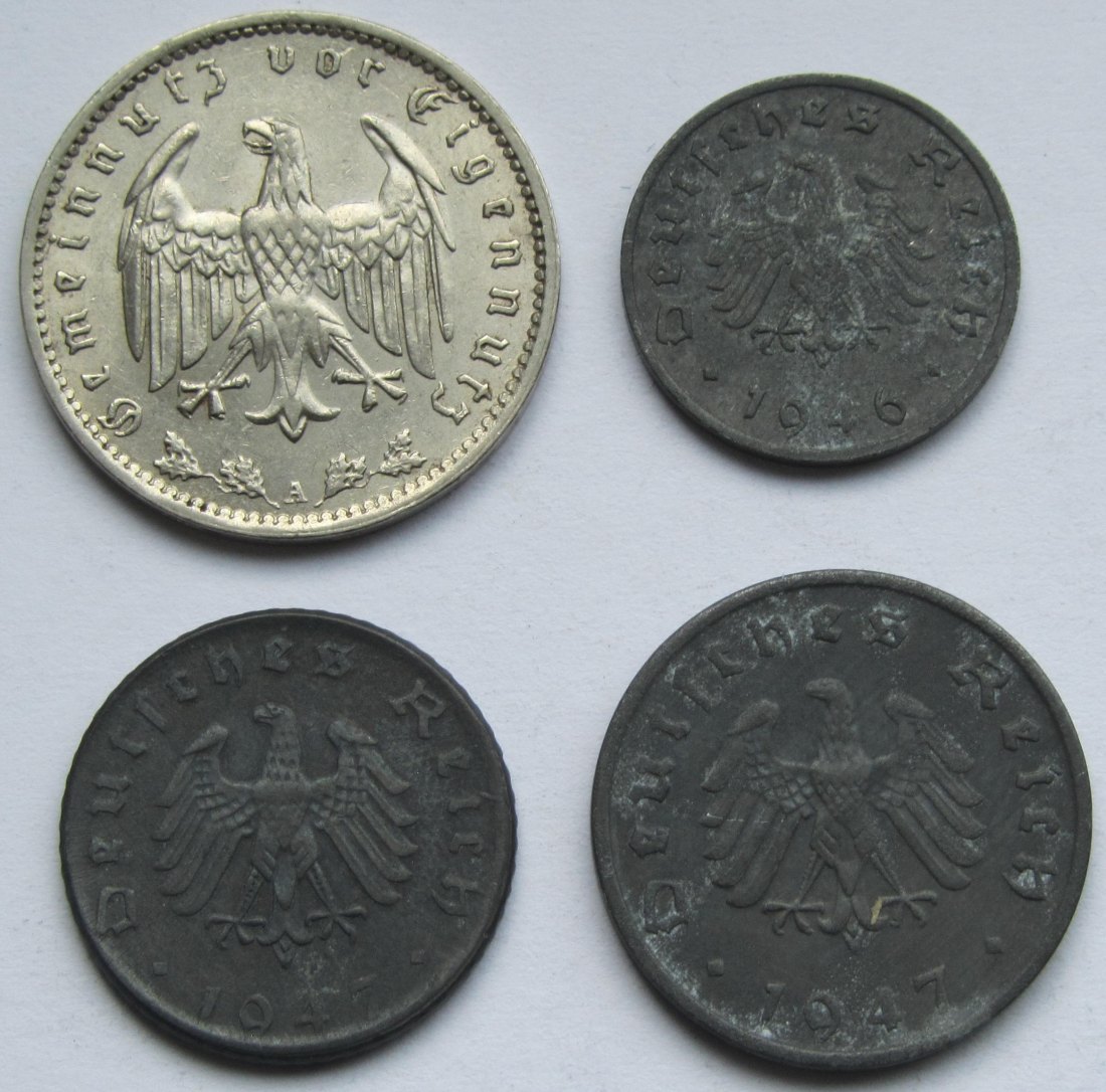  Deutsches Reich: Lot aus vier seltenen Kleinmünzen   