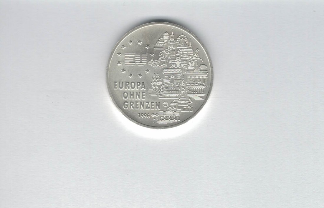  Silbermedaille 2 Euro 1996 Europa ohne Grenzen silber 925/10,1g Österreich Spittalgold9800 (3469   