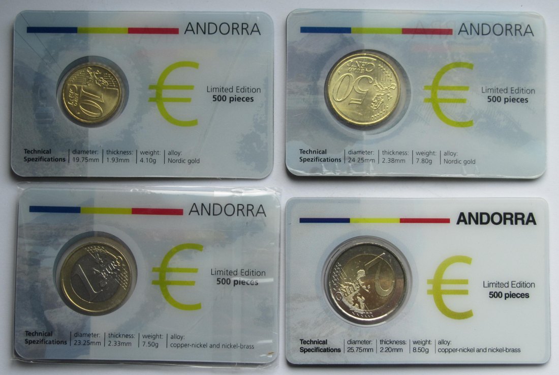  Andorra: Lot aus vier Coincards 2014   