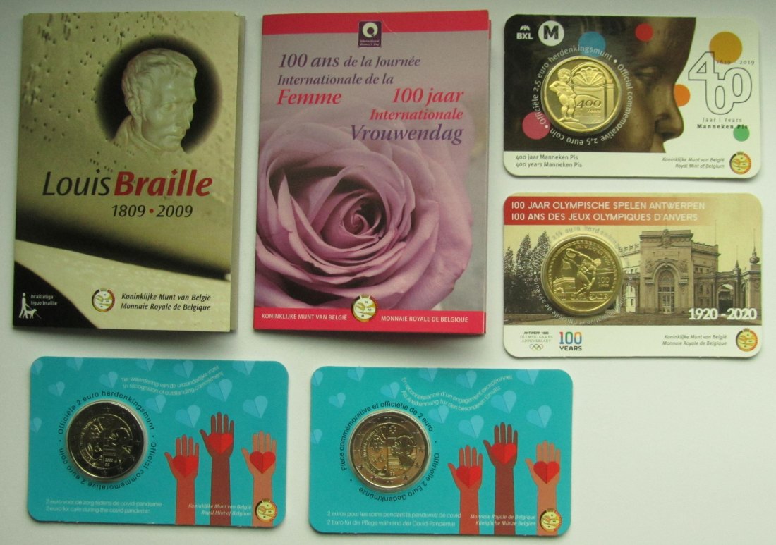  Belgien: Lot aus sechs Coincards   