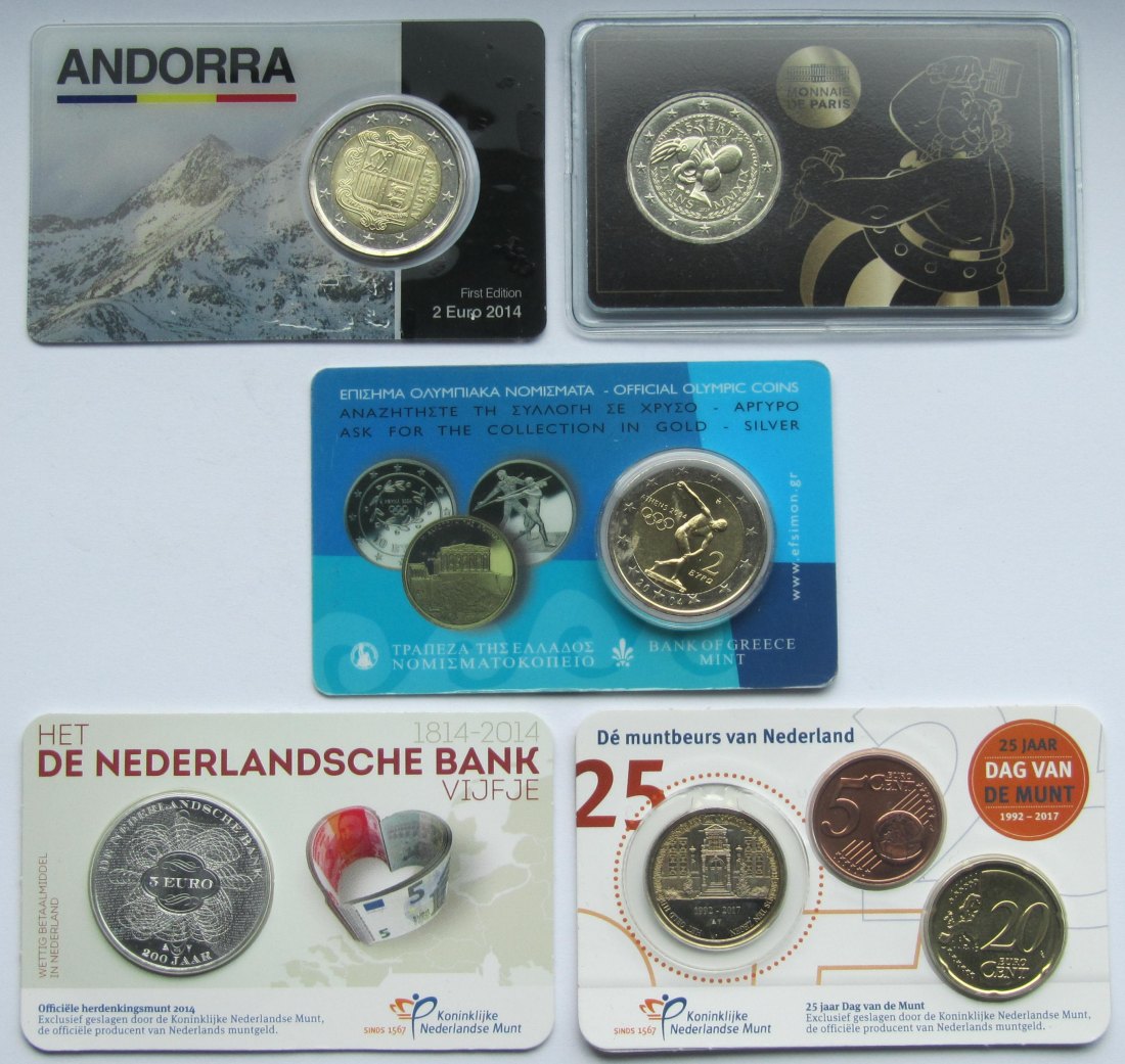 Euro: Lot aus fünf Coincards   