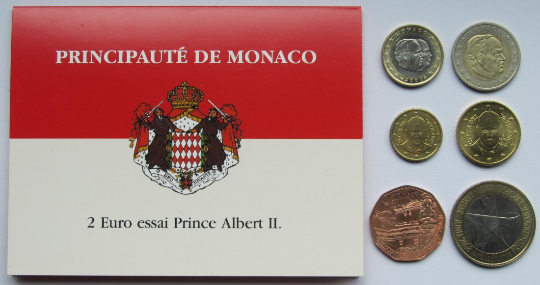  Euro: Lot aus sieben verschiedenen Münzen   