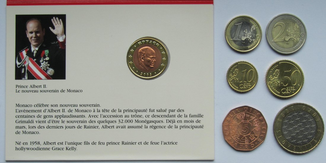  Euro: Lot aus sieben verschiedenen Münzen   