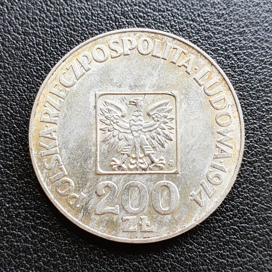  Polen 200 Złotych 1974 zum 30. Jahrestag - Volksrepublik Polen Silber Münze   