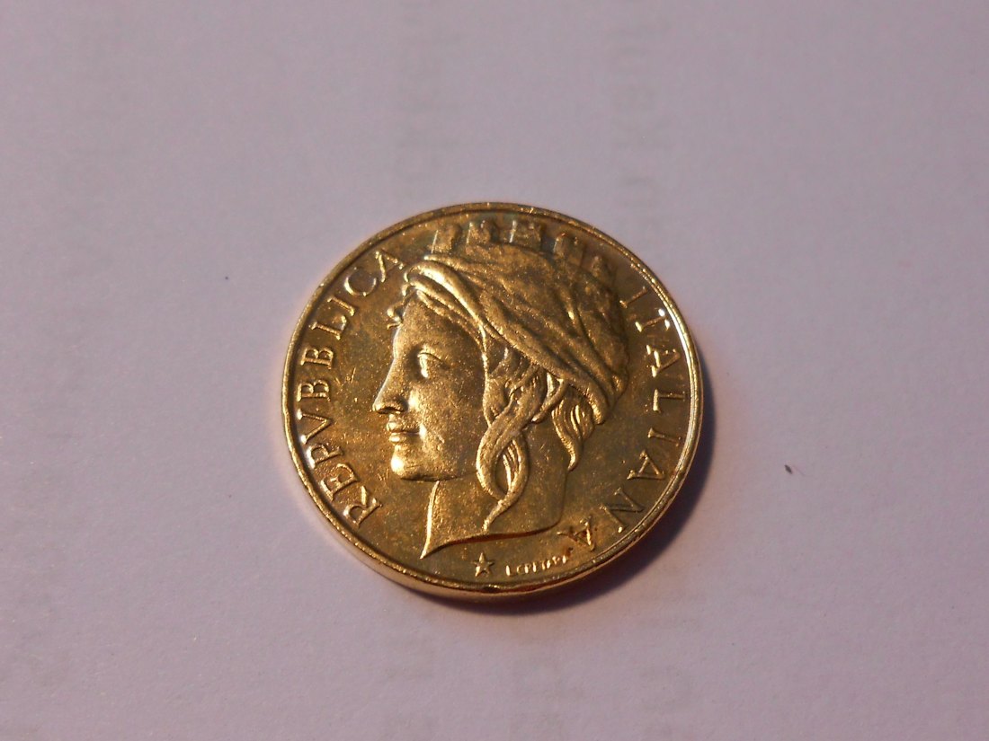  4.Italien 50 Lire 1996 R, KM# 183 Umlaufmünze vergoldet   